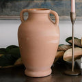 CG Hunter Terracotta Vase with Handles, 12-in Vintage Decor Vase & Table Decor in Entryway, Livingroom or Dining Room, Display Fresh or Dried Flowers, Branches or as a Standalone Decorative Accent