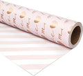 LDGOOAEL Mini Wrapping Paper Roll - Reversible Design (17 Inches X 32.8 Feet) - Love Mom for Mothers Day, Birthday, Baby Shower