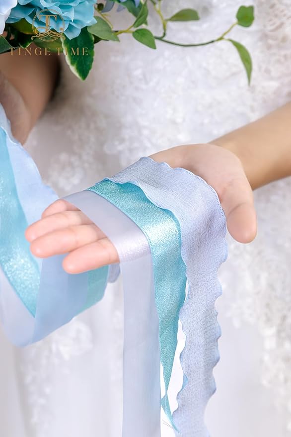 TINGE TIME 13 Inch Wedding Bouquets for Bride,Bridal Bouquet for Bride, Artificial Silk Flowers for Wedding Ceremony and Anniversary (Provence Blue)