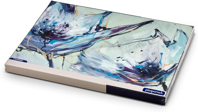Pimpernel Abstract Lilac Collection Placemats, 4-Piece Set – (15.7" x 11.7") Rectangular Cork-Backed Dining Table Mats with Lacquered Finish, Heat & Stain Resistant Tabletop & Furniture Protection