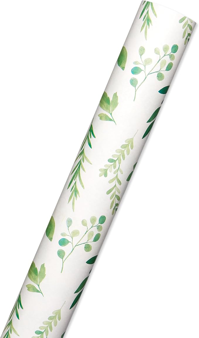 American Greetings 175 sq. ft. Reversible Wrapping Paper for Weddings, Bridal Showers, Anniversaries, Birthdays and All Occasions, Greenery and Damask (1 Roll, 30 in x 70 ft.)