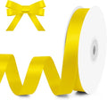 KMER LIFE 5/8" Wide x 50 Yards Yellow Single Faced Polyester Satin Ribbon, Yellow Satin Ribbon Perfect for Wedding Decor, Wreath, Crafts, Gift Wrapping & Other Projects (Yellow)