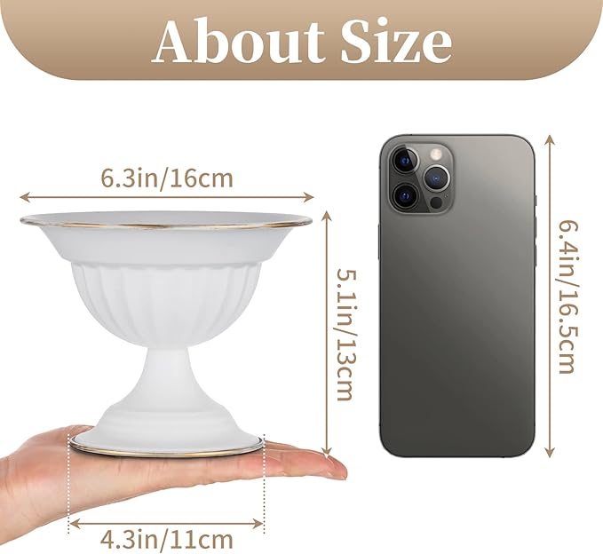 Sziqiqi White Flower Arrangements Pot Vase for Wedding Tables Centerpieces - 2 Pcs Small Metal Flower Planter Urn Vase Pot for Wedding Party Birthday Ceremony