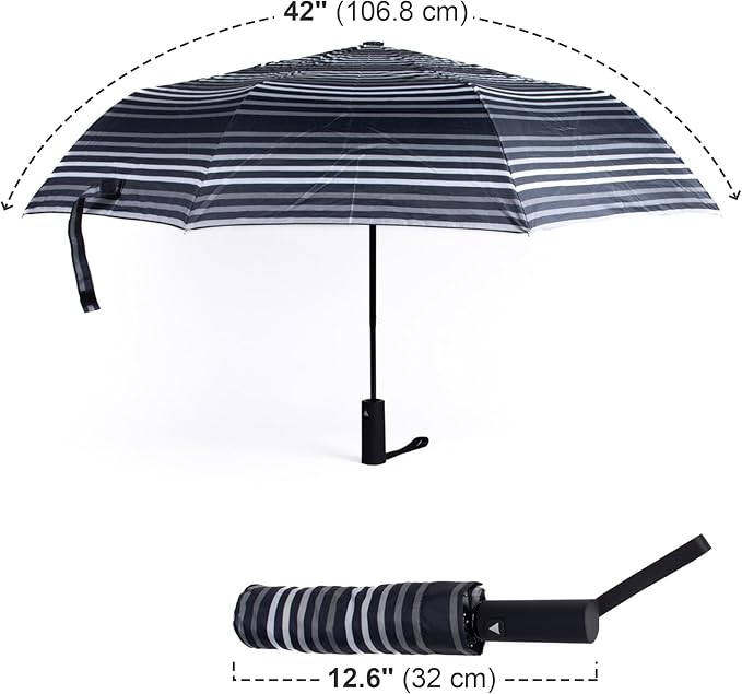 Nollia Windproof Automatic Travel Umbrella, Compact Portable with Reinforced Ribs for Sun & Rain