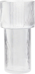 Large Glass Vase, 12 Inches Tall Vase for Flowers, Flower Vases for Bouquet, Modern Ribbed Glass Vases for Living Room, Dining Table, Office, Entryway, Mantle, Shelf, Wedding Gifts