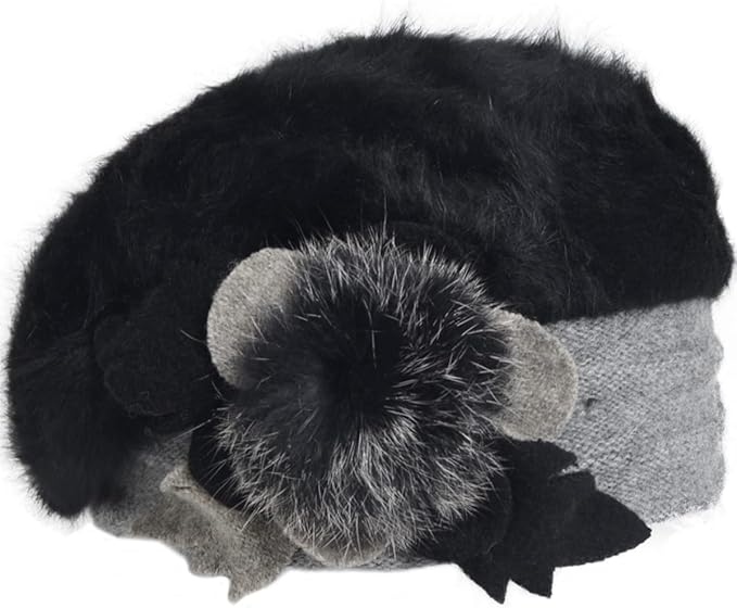 VECRY Lady French Beret 100% Wool Beret Floral Dress Beanie Winter Hat
