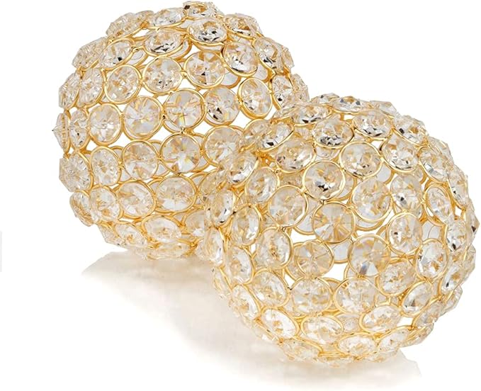 Modern Day Accents Facetas 4" Gold Cristal Spheres - Set of 2