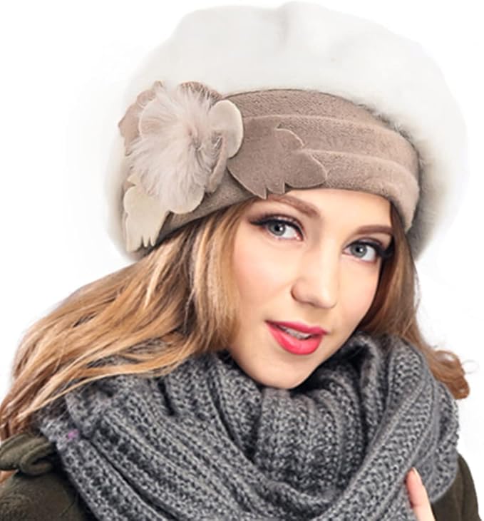 VECRY Women's 100% Wool Bucket Hat Felt Cloche Beret Dress Winter Beanie Hats
