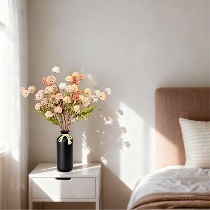 ZMTECH 12pcs Artificial Flowers for Vase, Silk Flowers for Kitchen Table Centerpiece Home Decor, Fake Flower with Faux Kiku Flowers Artificial 10 Stems + Eucalyptus (No Vase)