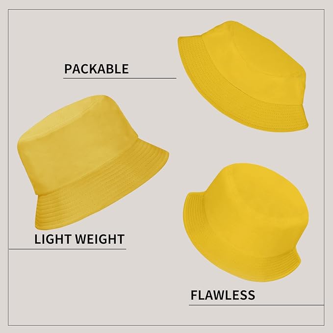 Rosoz 1 & 2 Pack Bucket Hat for Women Men Summer Travel Beach Sun Hat Outdoor Cap Unisex Bucket Hats