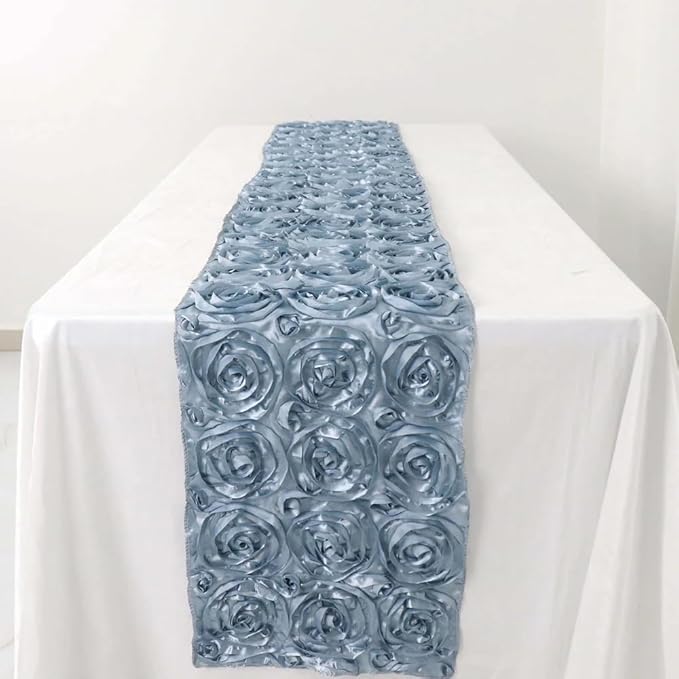 Efavormart Wonderland Rosette Premium Table Runners for Weddings Party Banquets Decor Fit Rectangle and Round Table - Dusty Blue