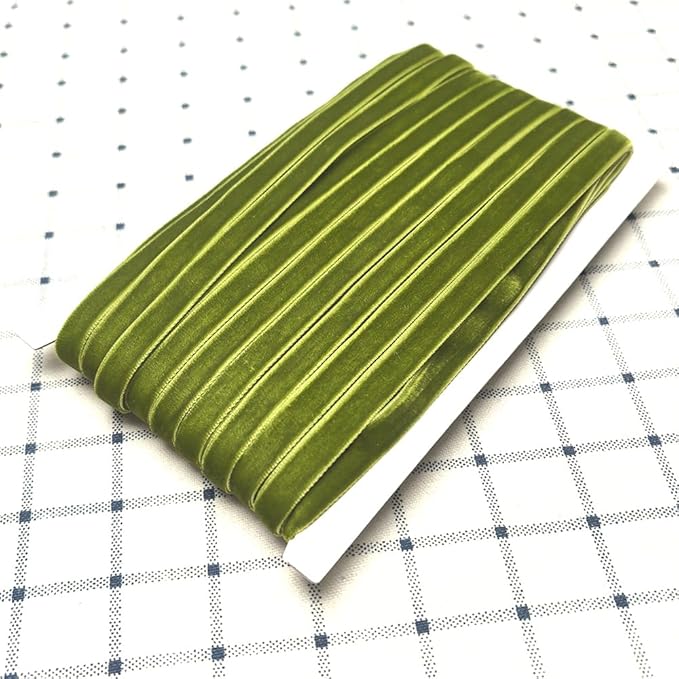 Chenkou Craft 25Yards 3/8" Velvet Ribbon Lots Bulk (Olive, 3/8"(10mm))