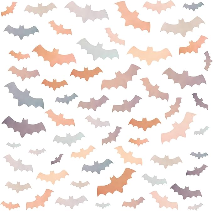 Halloween Wall Stickers 51pcs Colorful Bats Wall Decor, Halloween Decorations,Bat Stickers Removable Suitable for Bedrooms, Living Rooms, Party Scenes, Kindergartens