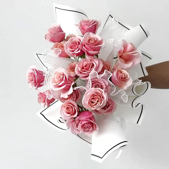 FWSA WRAPS Flower Wrapping Paper Bouquet Floral Packaging Mesh Paper Wrinkled Wavy Net Yarn Valentine's Day Flower Shop Supplies Wedding Birthday Decoration 11 X 162 inches/bag (white)