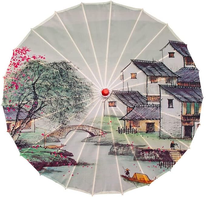 Parasol Chinese Style Classical Oil Paper Umbrella Rainproof Umbrella, Parasol Pendent Floral Mulitcolor Paper and Bamboo Painted Paper Parasol