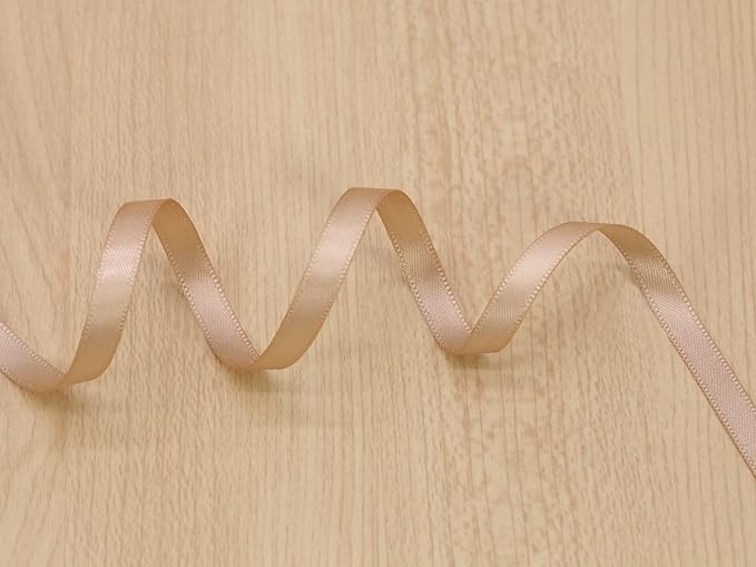 Khaki Satin Ribbon 1/4 inch - 6mm x 100yards - Double Faced Silk Fabric - Flower Boutique Gift Wrapping - DIY Crafts, Hair Headband, Wedding Decorations
