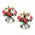 2 Pack Clear Acrylic Square Cube Flower Vase 6x6x6 Inches - Break Resistant Decorative Vase for Wedding Centerpieces, Home Office Party Decor & Succulent Planters