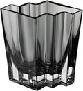 Glass - Vase - Gray - Smoky Black - Grey - Chevron Design - 5.5" Height - Heavy Durable - Made in Europe - by Barski