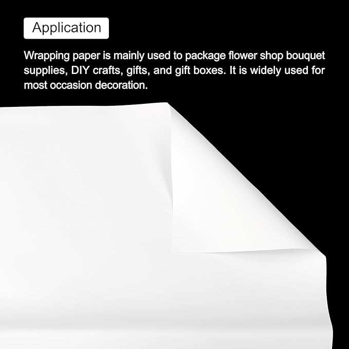 MECCANIXITY Pearlescent Film Flower Wrapping Paper 22.8x22.8 Inch Waterproof for DIY Crafts, Gift/Gift Box Packaging Cream White Pack of 20