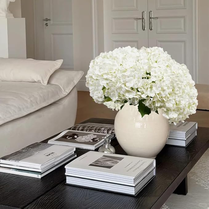 Melorca&Guilla Artificial Flowers,24Pcs 13.5inch White Tulips Fake Flowers,Real Touch Faux Flowers, Spring Décor Fake Tulips for Wedding Kitchen Shop Office Home Décor (10, White Hydrangea)