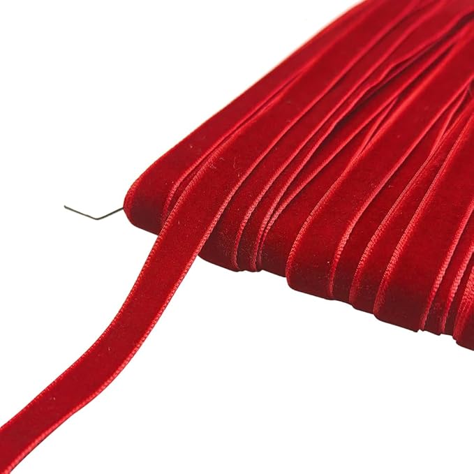 Chenkou Craft 25 Yards 3/8" Christmas Red Velvet Ribbon Total 30 Colors Assorted Lots Bulk (Red, 3/8"(10mm))