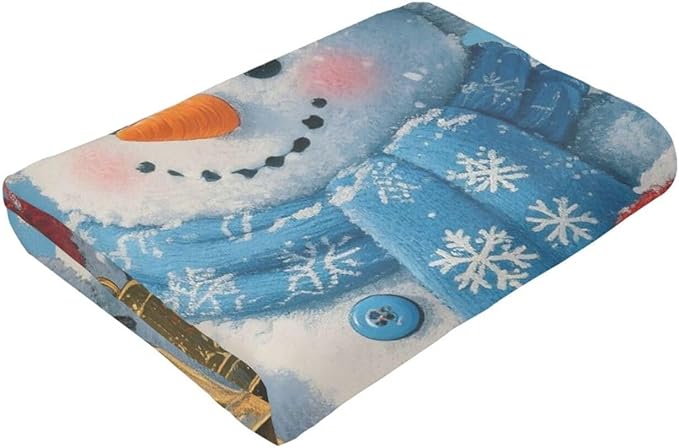 Snowman Blanket Christmas Throw Blanket Winter Snow Soft Cozy Fleece Fuzzy Stuffed Plush Flannel Gifts for Girls Women Boys Kids Adults 50"X60"