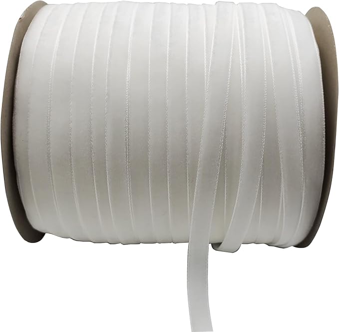 10 Yards White Velvet Ribbon Spool (White, 3/8")