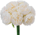10PCS Off White Realistic Artificial Flowers Peony Fake Silk for Home Office Wedding Table Centerpieces Party Festival Bar Decoration Indoor