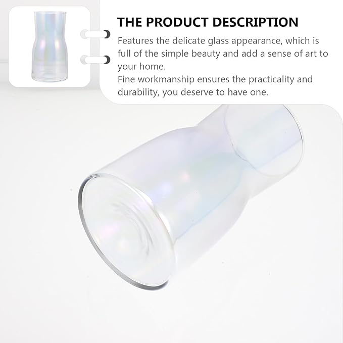 Transparent Iridescent Glass Vase Chic Floral Arrangement Decor for Desktop Flower Centerpieces Modern Simple Home Ornament