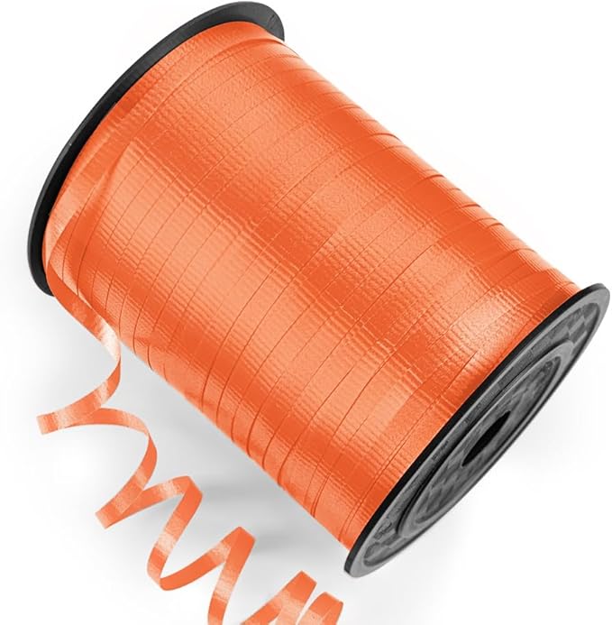 500 Yards Curling Ribbon with Spool, 1/5" Wide Crimped Texture Curling Ribbons - Ideal for Gift Box Wrapping, Birthday, Halloween, Christmas Party Decorations, Balloon String Ribbon in Orange