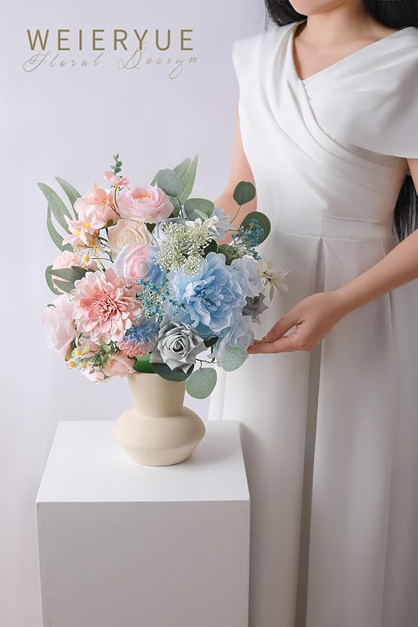 Pastel Artificial Flowers Combo Box Wedding Decor,Fake Flowers,Flowers for Decoration,Silk Flowers for Home Decor Indoor,Cake Flowers,Faux Flowers for Crafts