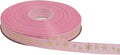 Gold Printing Snowflake Grosgrain Ribbon 25 Yard Each Roll 100% Polyester Woven Edge (3/8", Pink)