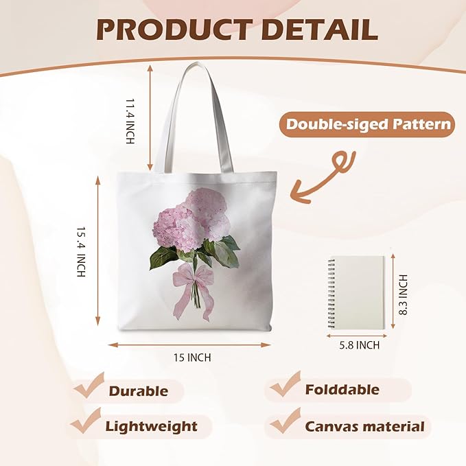 Floral Tote Bag, Floral Bag for Women, Reusable Grocery Bags Shopping Bags