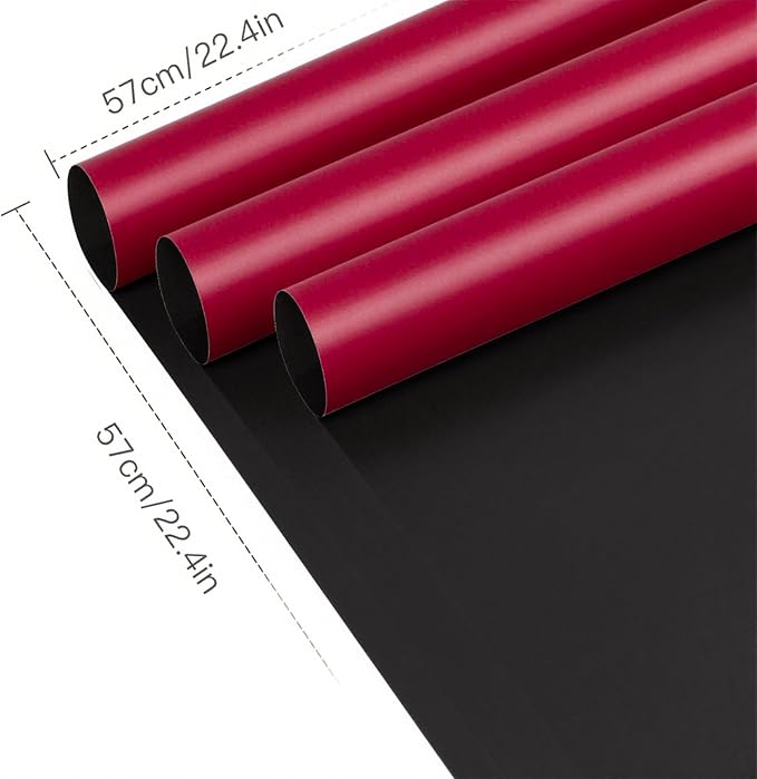 WRAPAHOLIC 20 Sheets Flower Wrapping Paper - 22.4 x 22.4 inch Black Red Color Water-Resistant Floral Bouquet Wrapping Paper, Florist Supplies Packaging for Christmas Wedding Birthday Gift DIY