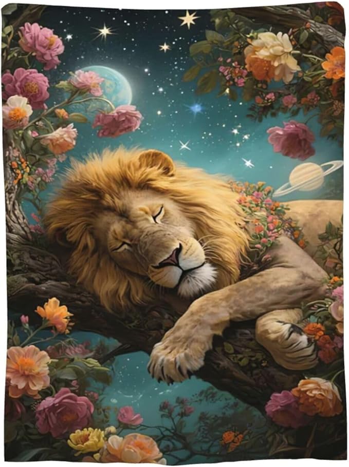 Lion Blanket Lion Throw Blanket Animal Soft Cozy Fleece Fuzzy Stuffed Plush Flannel Gifts for Girls Women Boys Kids Adults 50"X60"