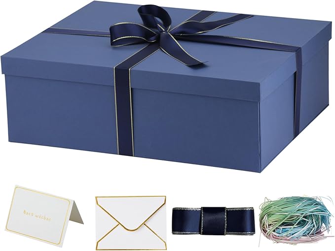 YINUOYOUJIA Large Gift Box 16.5x13x5.5 inches,Blue Boxes for Presents,Birthday,Valentine's Day,Mother's Day,Christmas,Anniversary.