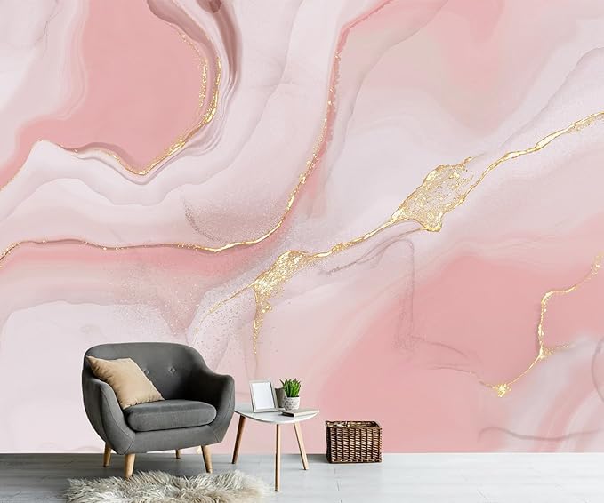 PYFFYP- Abstract Gold Marble Wallpaper murals for Bathroom(Not Peel and Stick)