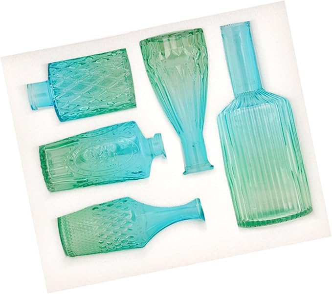 5Pieces Embossing Glass Vases Set Gradients Small Flower Buds Vases for Home Decors and Centerpieces Floral Arrangements