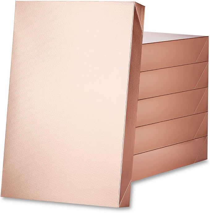 ROSEGLD 6 Extra Large Gift Boxes with Lids - 17x11x2.5 Inches, Rose Gold Gift Wrap Boxes with Grain Texture for Clothes & Apparel