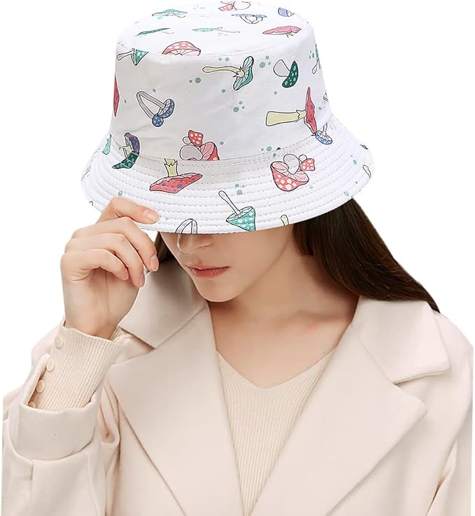 Malaxlx Unisex Bucket Hat Beach Sun Hat Aesthetic Fishing Hat for Men Women Teens, Reversible Double-Side-Wear