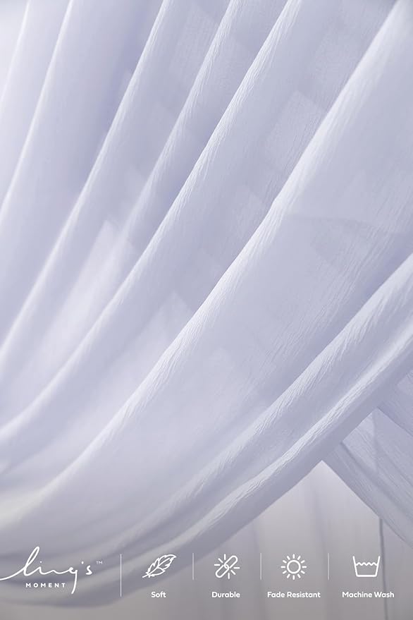 Ling's moment Blue Backdrop Curtains, 10Ft x 23Ft Dusty Blue Long Sheer Wrinkle-Free Background Backdrop Curtain&Table Cloth for Birthday Party Wedding Baby Shower Photo Booth Decor