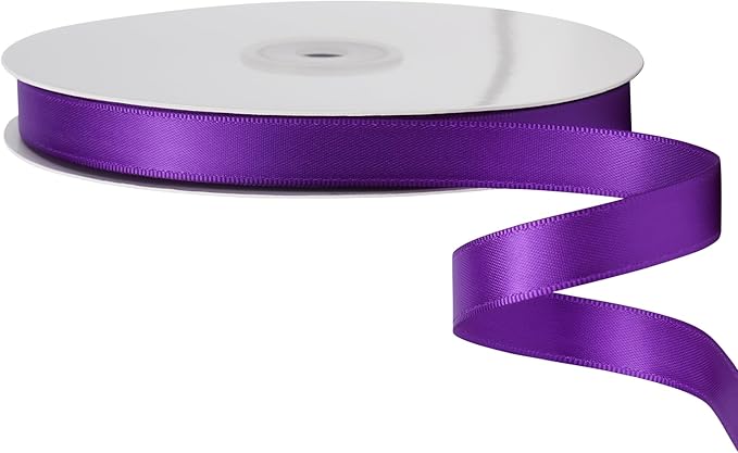 LIUYAXI Purple Satin Ribbon, Double Faced 5/8" X Continuous 25 Yards Ribbons Perfect for Gift Wrapping Bows Bouquet Wedding Craft and More