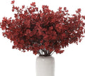 6PCS Artificial Baby Breath Flowers Fake Silk Real Touch DIY Floral Bouquets Decor Wedding Party Decoration Arrangements(Wine Red)