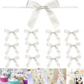100 Pack 3" Satin Twist Tie Bows, Twist Bows for Treats, Ribbon Bows with Twist Ties Gift Wrap Bows, Pretied Bows Ties for Cake Pops, Baby Shower, Sweets Packaging, Party Favors, Gifts(Silver)