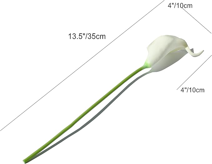 Mandy's PU Pure White Calla Lily Artificial Flowers 20 Stems 13.5in Faux Realistic Centerpiece for Thanksgiving and Christmas Decorations DIY Bridal Bouquet Home Décor