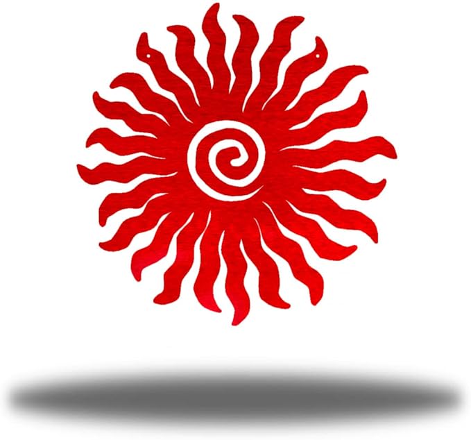 Riverside Designs Sunburst Metal Wall Art Steel Outdoor Decor - Heavy-Duty and Waterproof - Made in USA (30", Red)