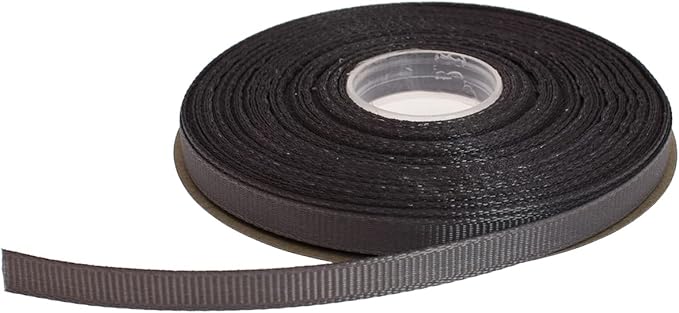 Solid Grosgrain Ribbon 25 Yard Each Roll 100% Polyester Woven Edge (1/4", Gray)