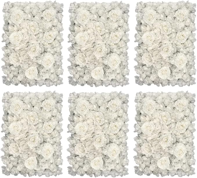 Flower Panels for Flower Wall (6 Pack) 24 Inch by 16 Inch Each | Flower Wall, Backdrop, Weddings, Event Decor, Bridal & Baby Shower, and Photography Décor (White)