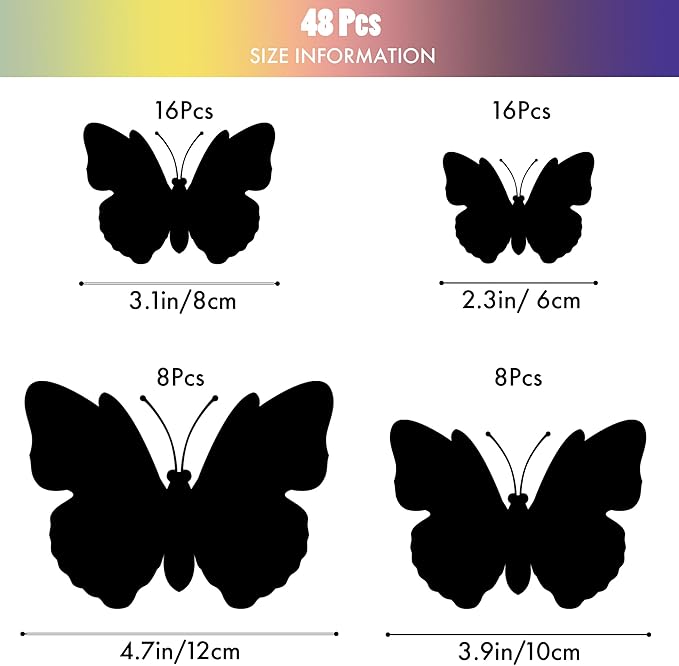 SAOROPEB 3D Butterfly Wall Decor, 48 Pcs Double Layer Butterfly Decorations for Party Decorations Locker Decor Refrigerator Decal, Reusable (Pink)