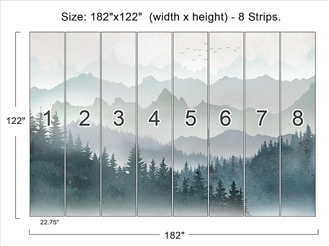 Cliouar-Mountain Peaks Woods Bedroom Living Room Decoration Mural Wallpaper 182" x 122"(Not Self-Adhesive)